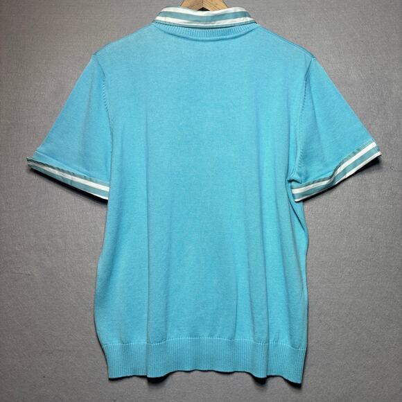 Van Heusen V-Neck Layered Sweater Shirt XL Built In Striped Collar Preppy NWT - Picture 2 of 7